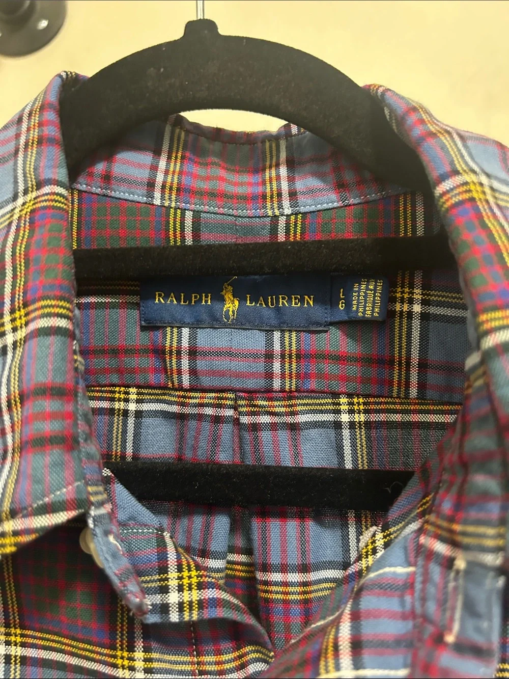 Ralph Lauren Men’s Plaid Button-Down Shirt - Blue, Burgundy & Yellow